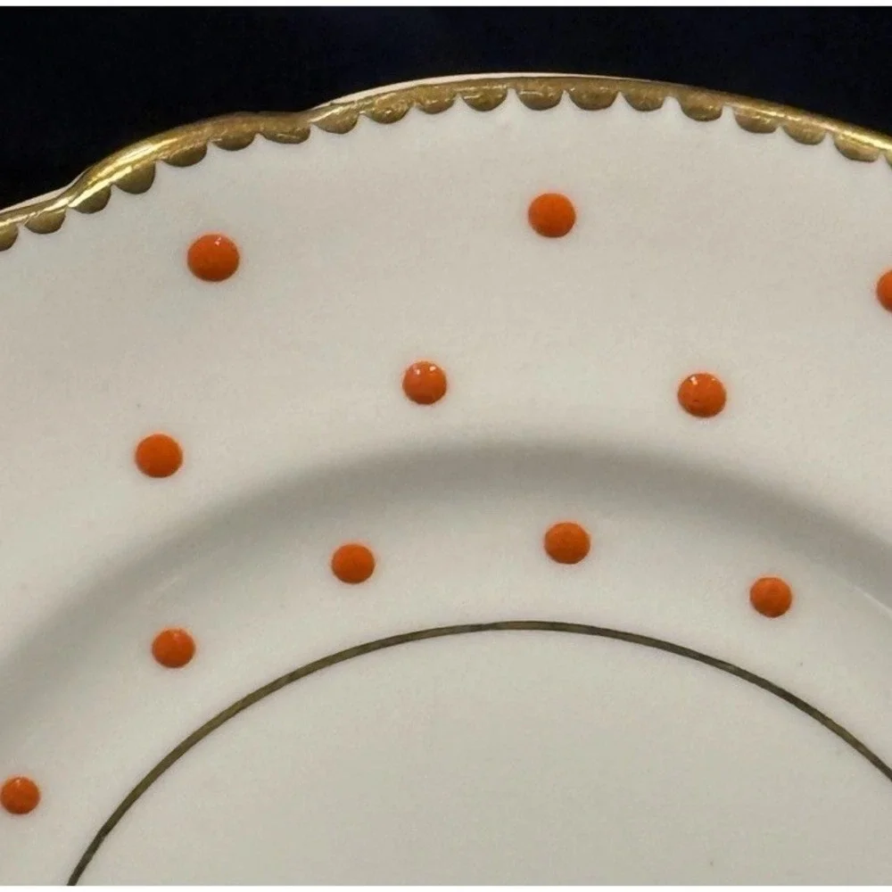 Shelley Fine Bone China England Orange Dainty Polka Dot Gold Trim 5
